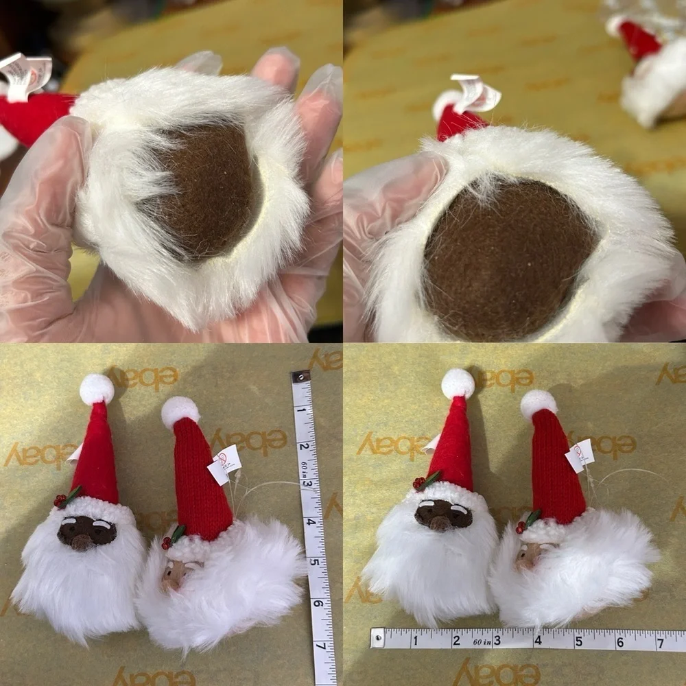 Black And White Santa With Sant Hats Christmas Ornaments - Set Of 2 - “Solon”